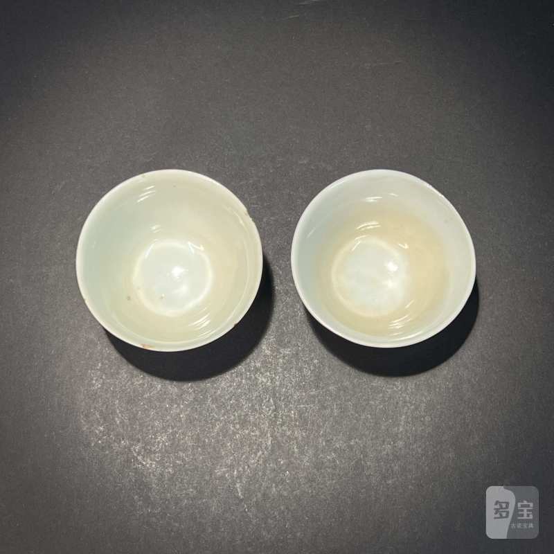 清 青花花卉纹杯一对 - 图3